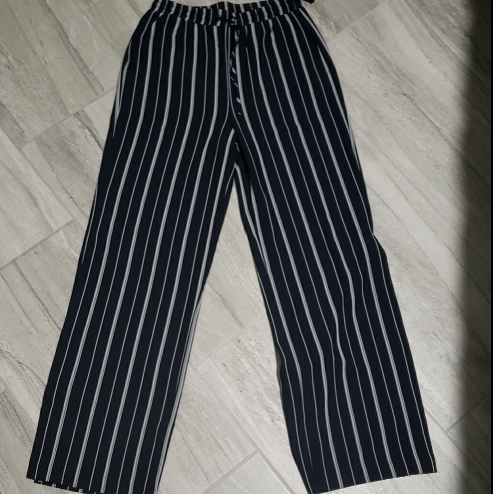 Forever 21 Black and White Striped Wide Leg Pants